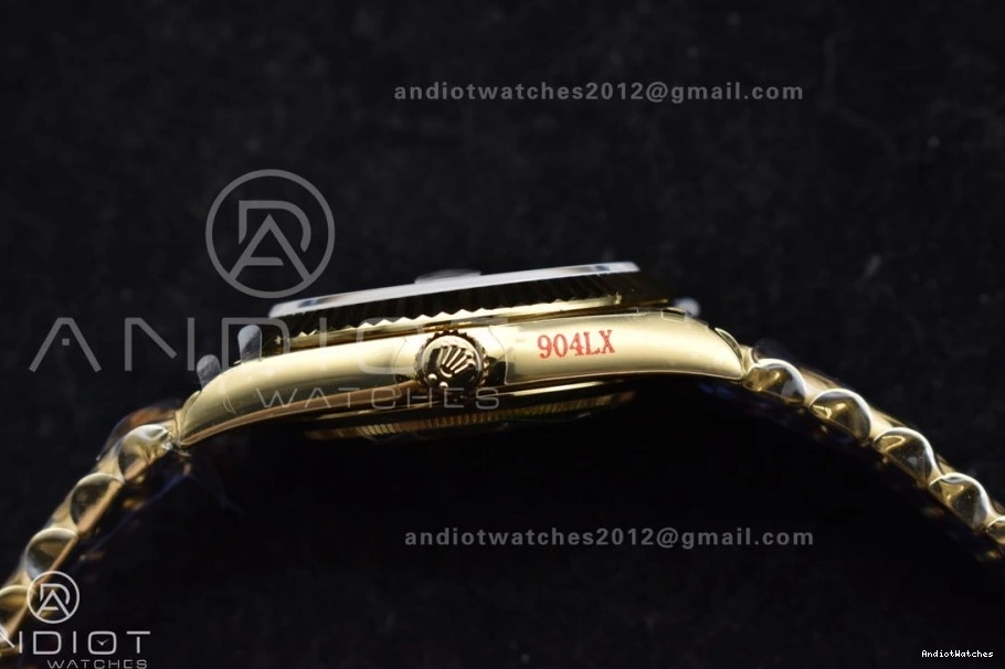 GMF 904L Diamond A3255 Gain YG 723 DayDate President On Weight GoAnywhere Markers Gold Dial Steel 40 V Bracelet 1021